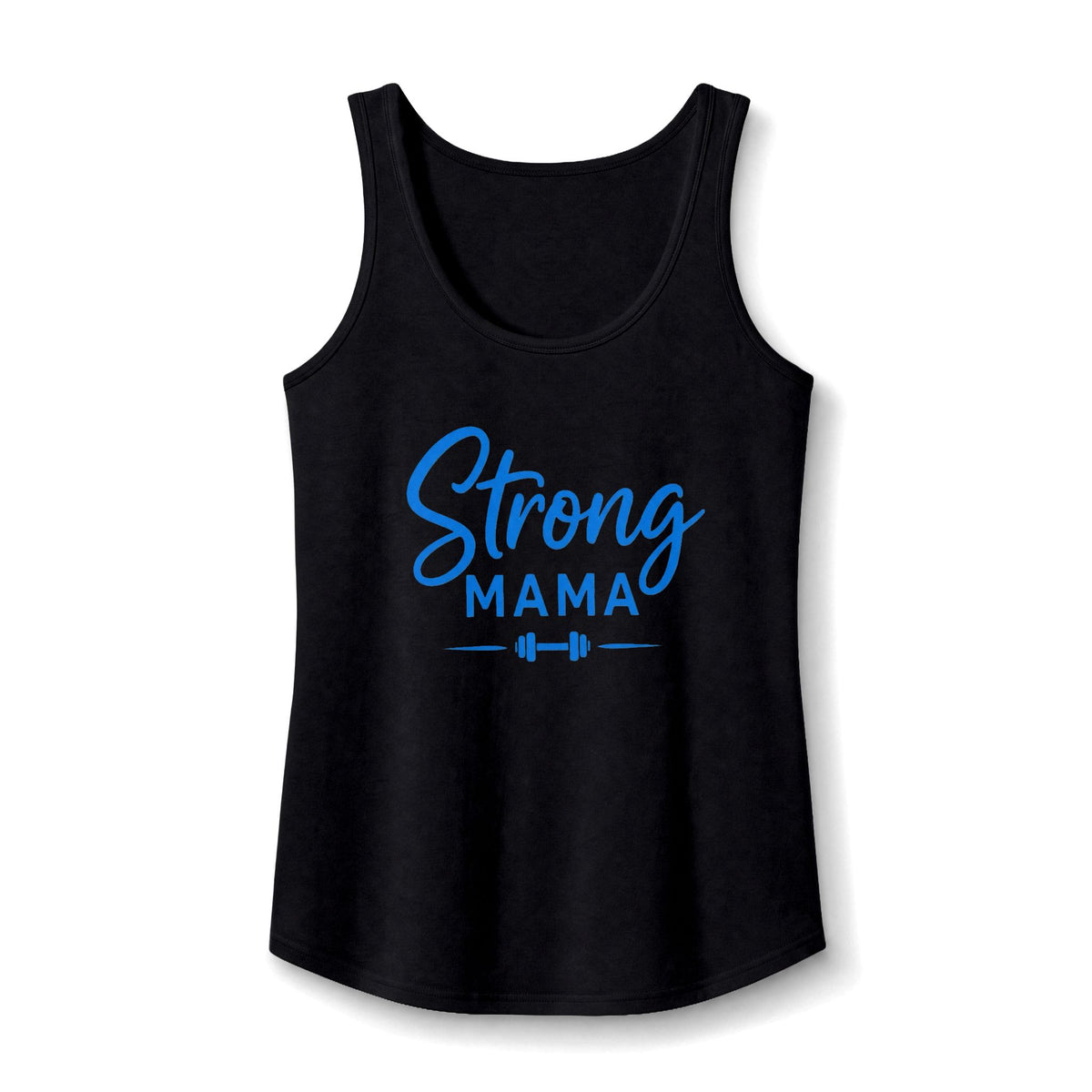 Strong Mama Tank Top, Black and blue text