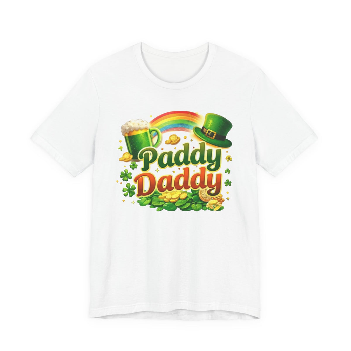 Paddy Daddy T-Shirt — St. Patrick’s Day Rainbow, Shamrock &amp; Beer Design