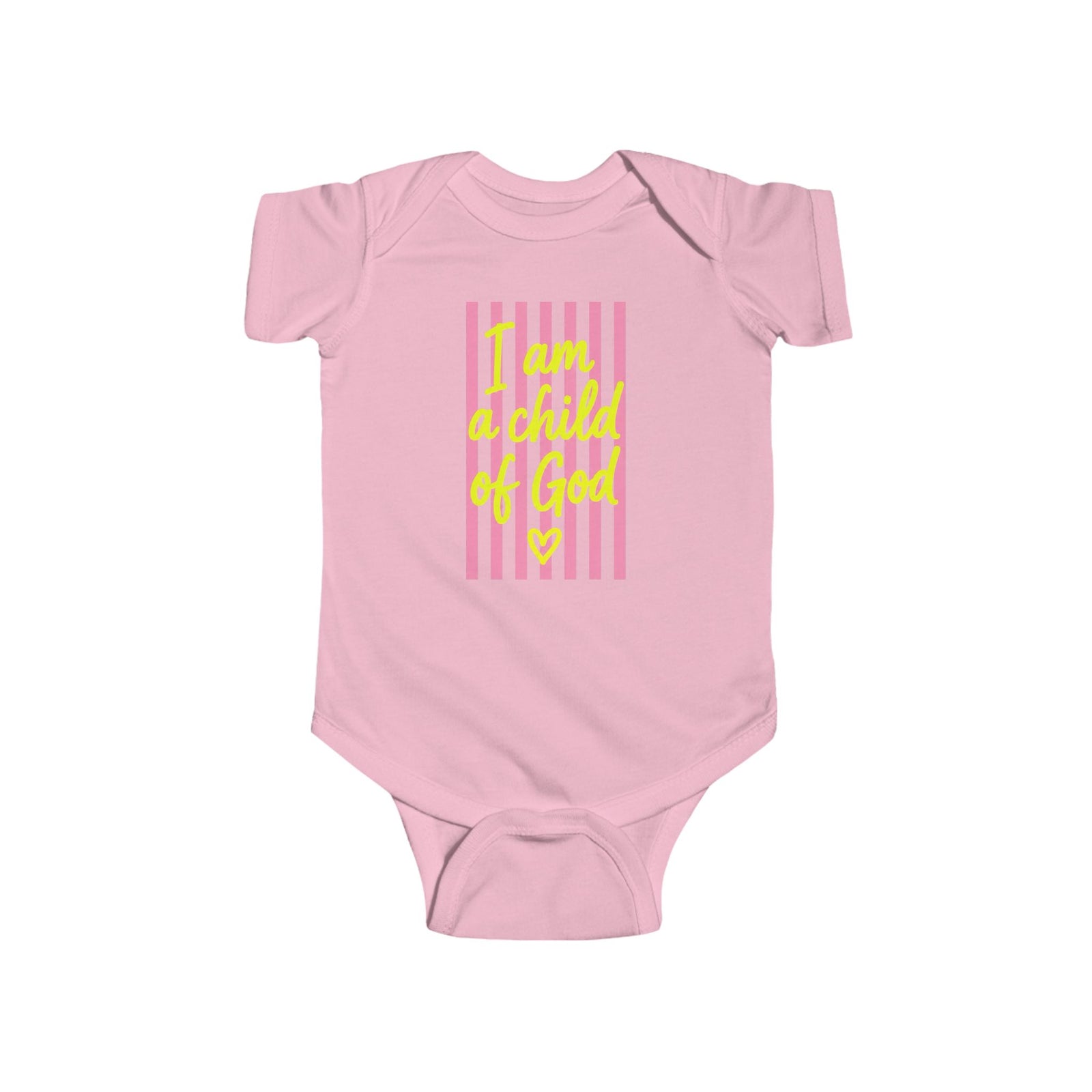 Infant Bodysuit — "I am a child of God" Pink Stripe Baby Onesie