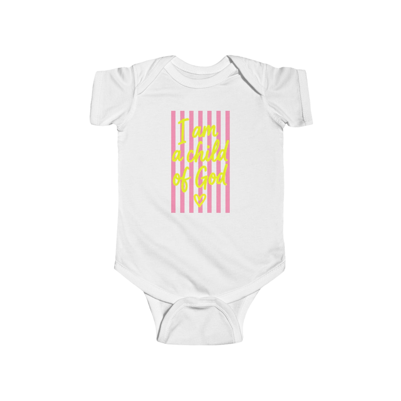 Infant Bodysuit — "I am a child of God" Pink Stripe Baby Onesie