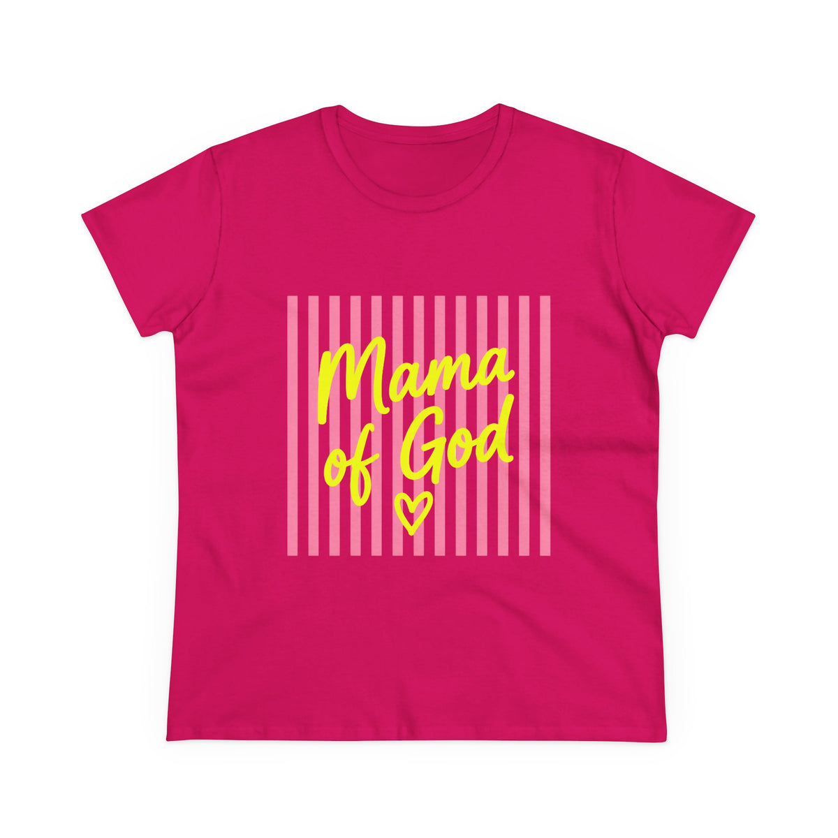Mama of God Women's Tee — Pink Stripes &amp; Yellow