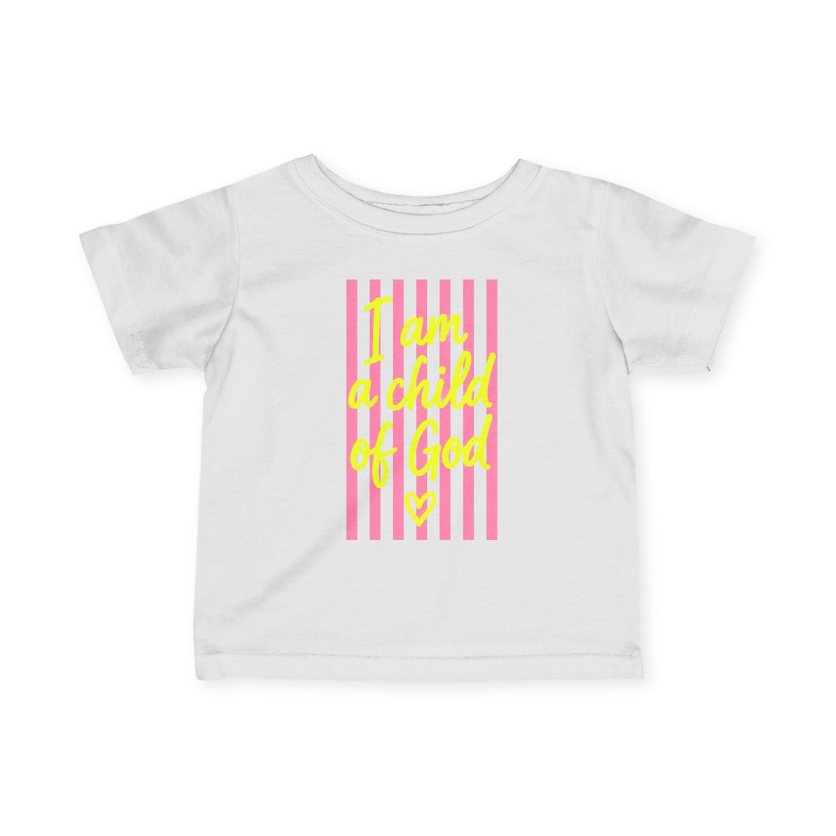 "I Am a Child of God" Bright Pink Stripe, Infant Tee