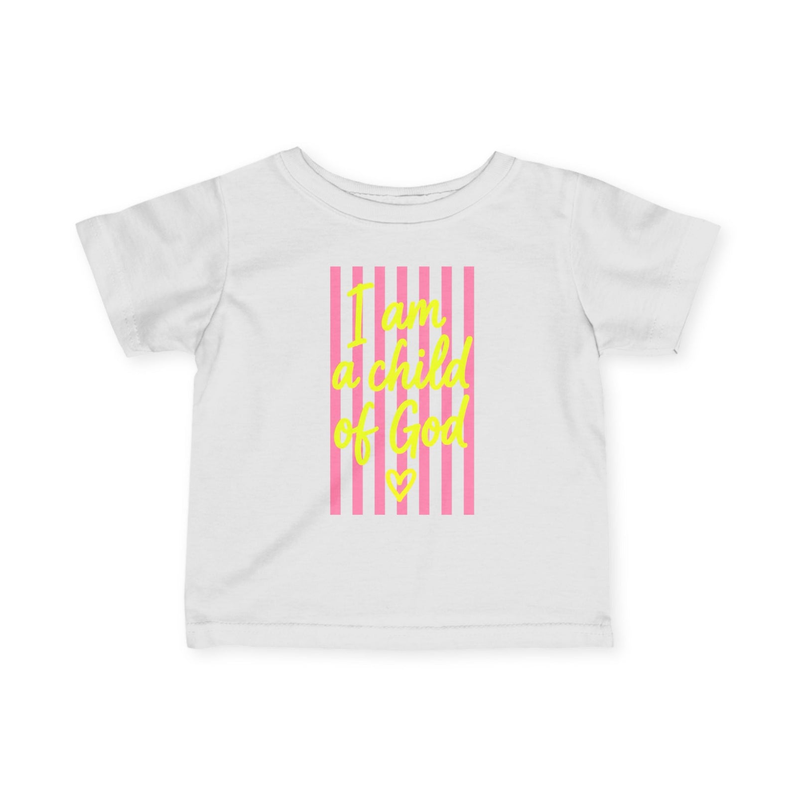 "I Am a Child of God" Bright Pink Stripe, Infant Tee