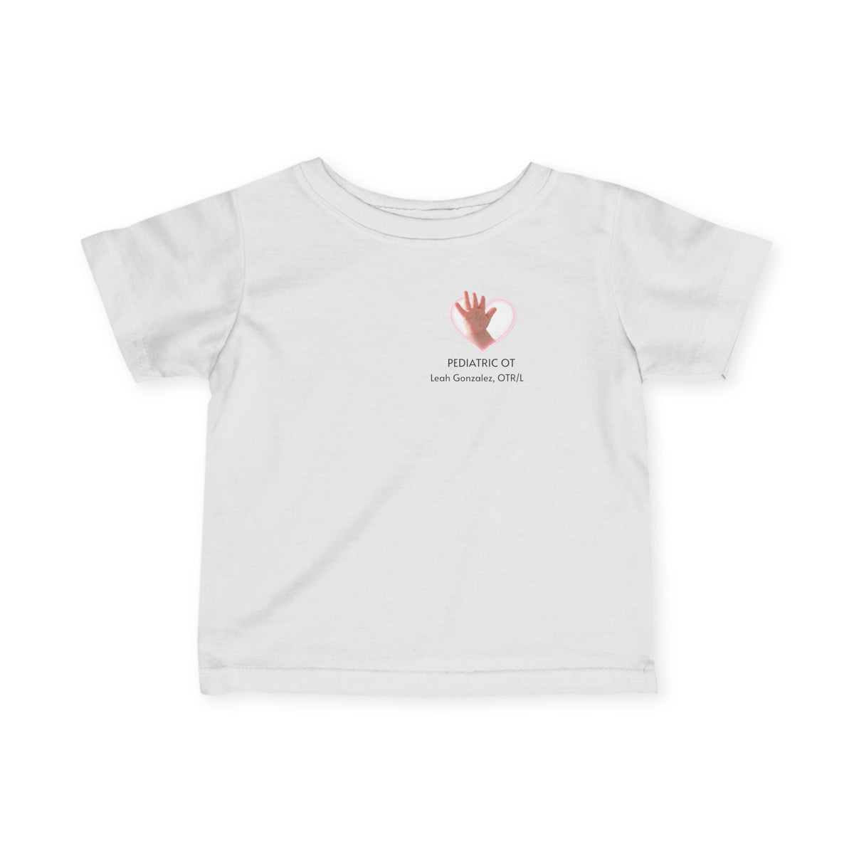 Infant Tee — "Holding Little Hands Through Every Day" Pink Handprint Baby Shirt