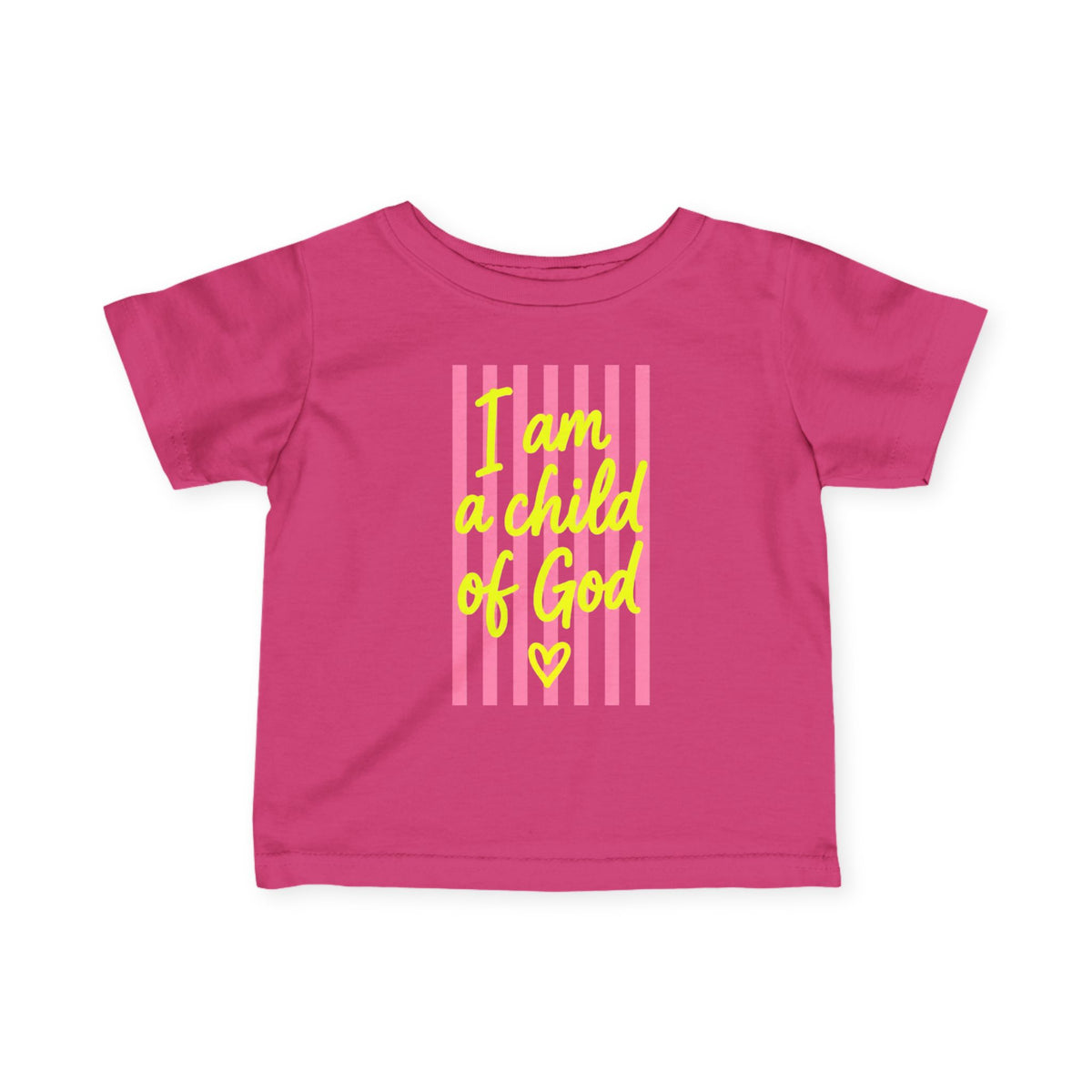 "I Am a Child of God" Bright Pink Stripe, Infant Tee