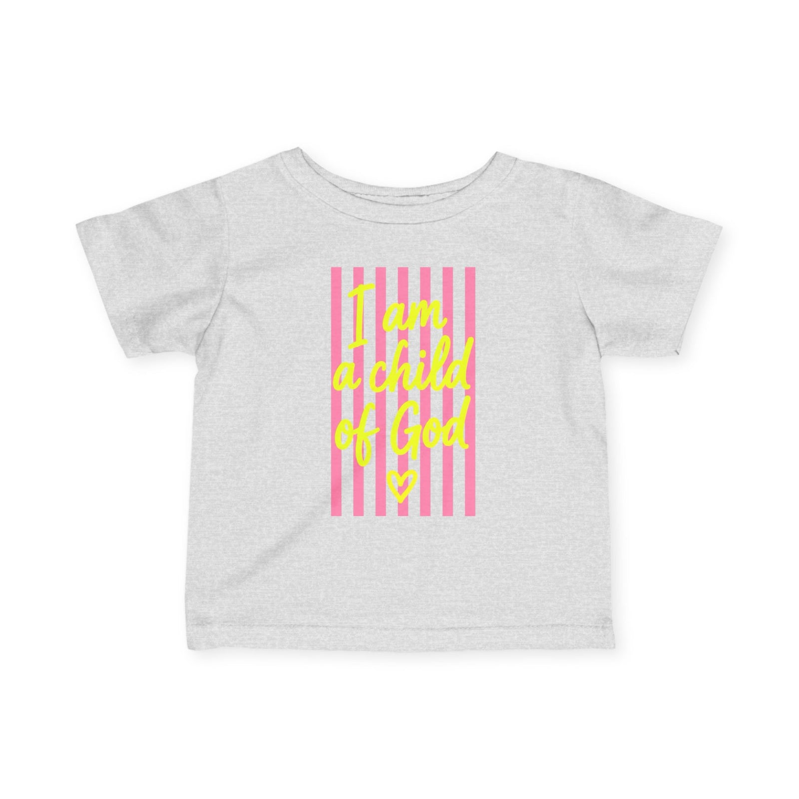 "I Am a Child of God" Bright Pink Stripe, Infant Tee